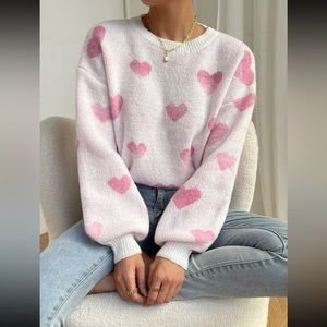 ❌SOLD❌Heart Pattern Drop Shoulder Sweater